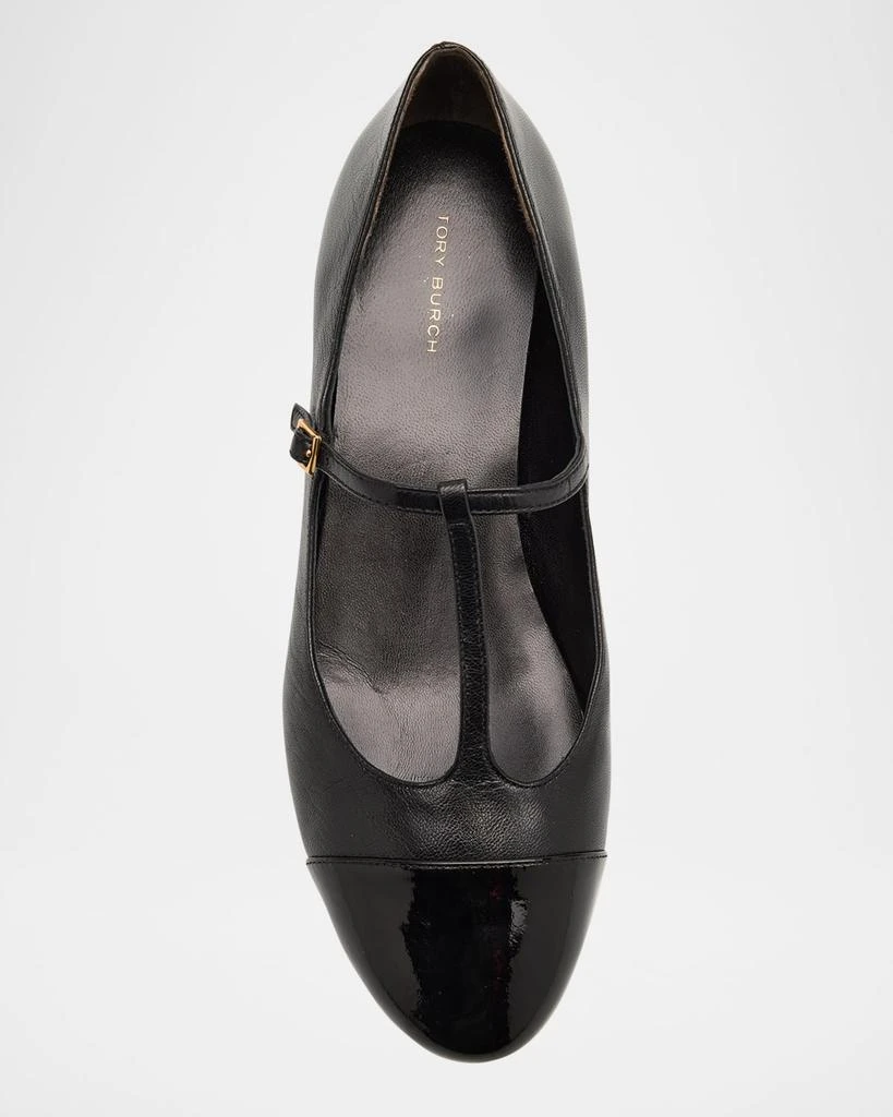 Tory Burch Mixed Leather T-Strap Ballerina Flats 6