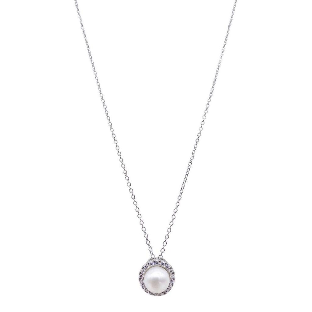 Adornia Adornia Floating Freshwater Pearl Halo Necklace silver