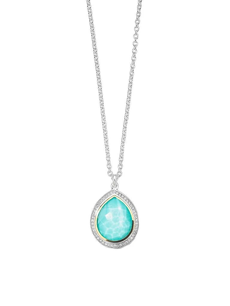 Ippolita 2T Rock Candy® Teardrop 18K Gold, Sterling Silver, Turquoise 
Diamond Small Pendant Necklace