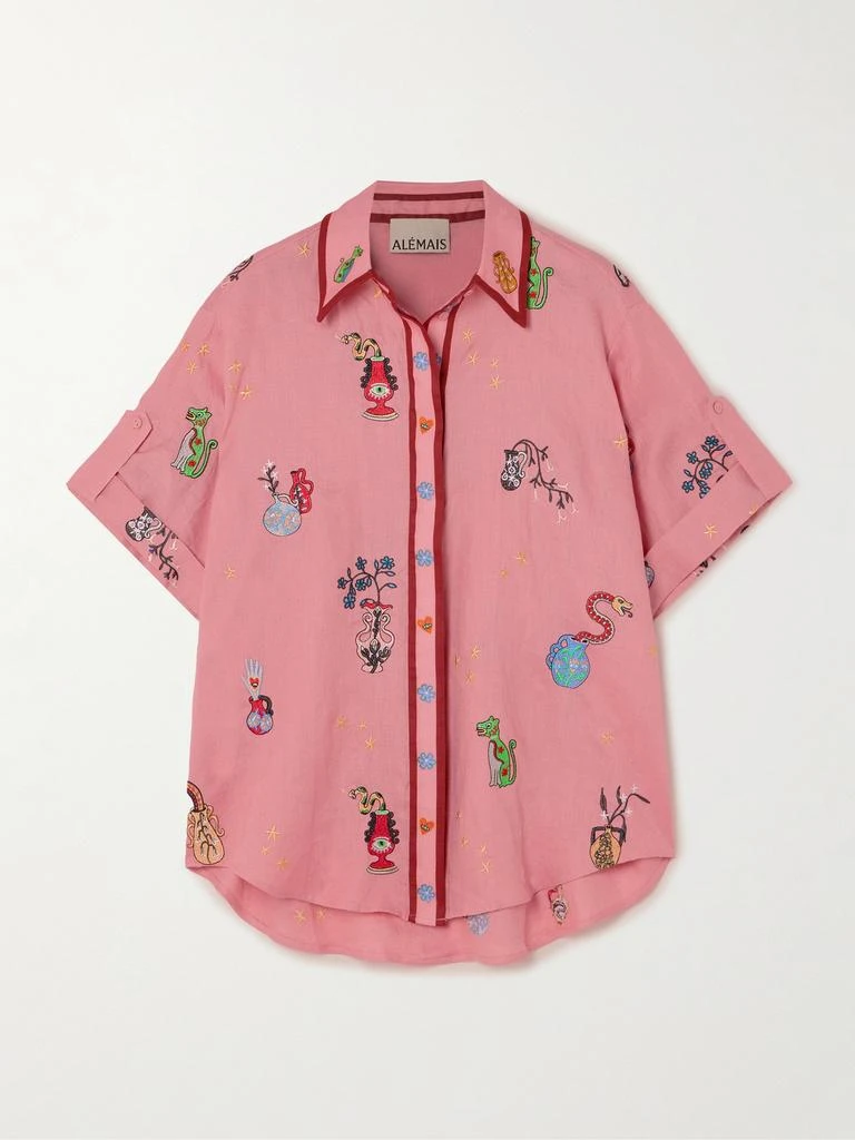 ALÉMAIS X Nadia Hernandez “timmy” 大廓形刺绣印花亚麻衬衫 1