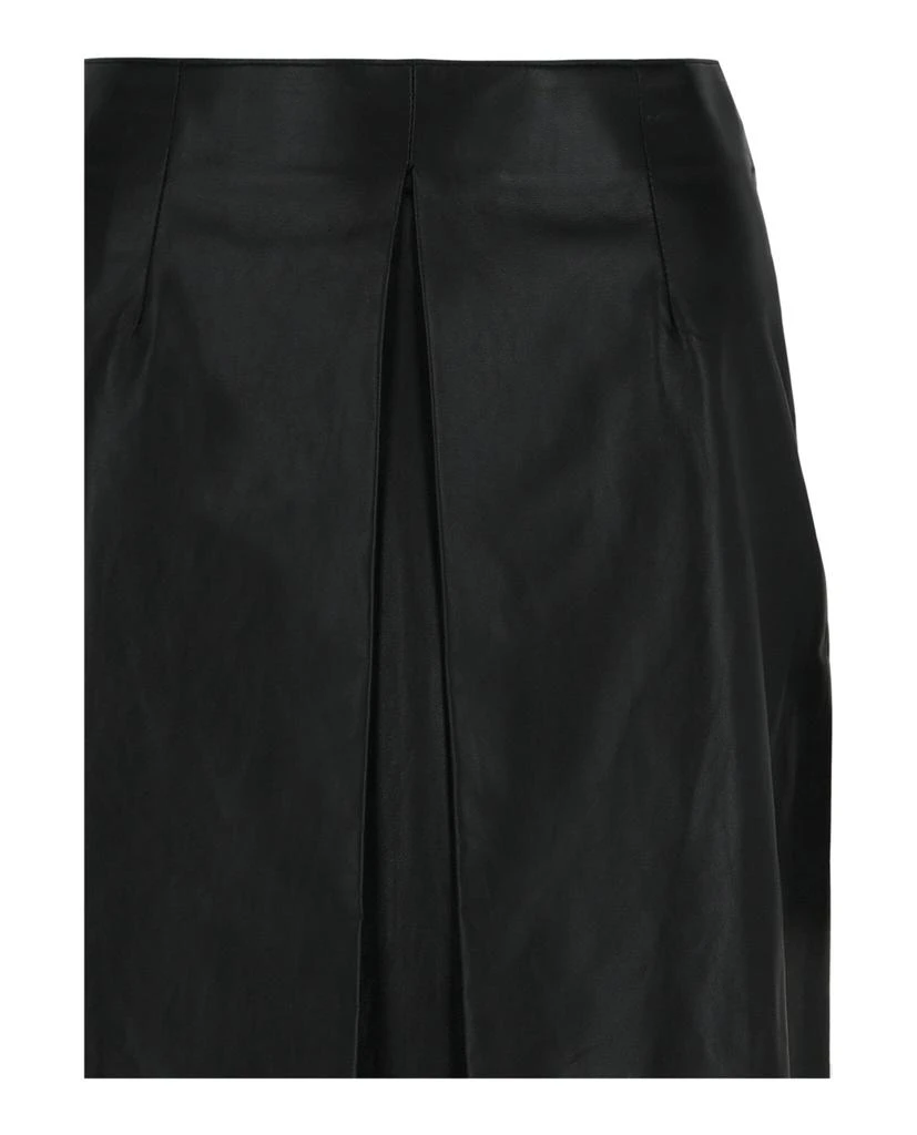 Salvatore Ferragamo Pleated-Front Leather Midi Skirt 3