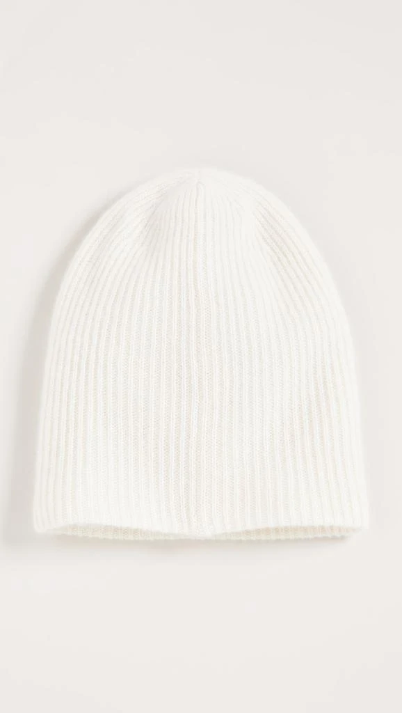 White  Warren Plush Rib Cashmere Beanie 3