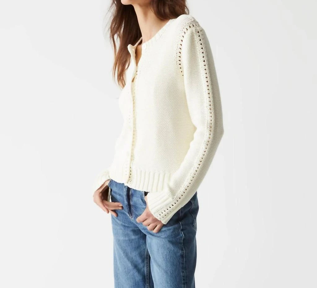 Michael Stars Adaline Crochet Cardigan Sweater In Chalk 2