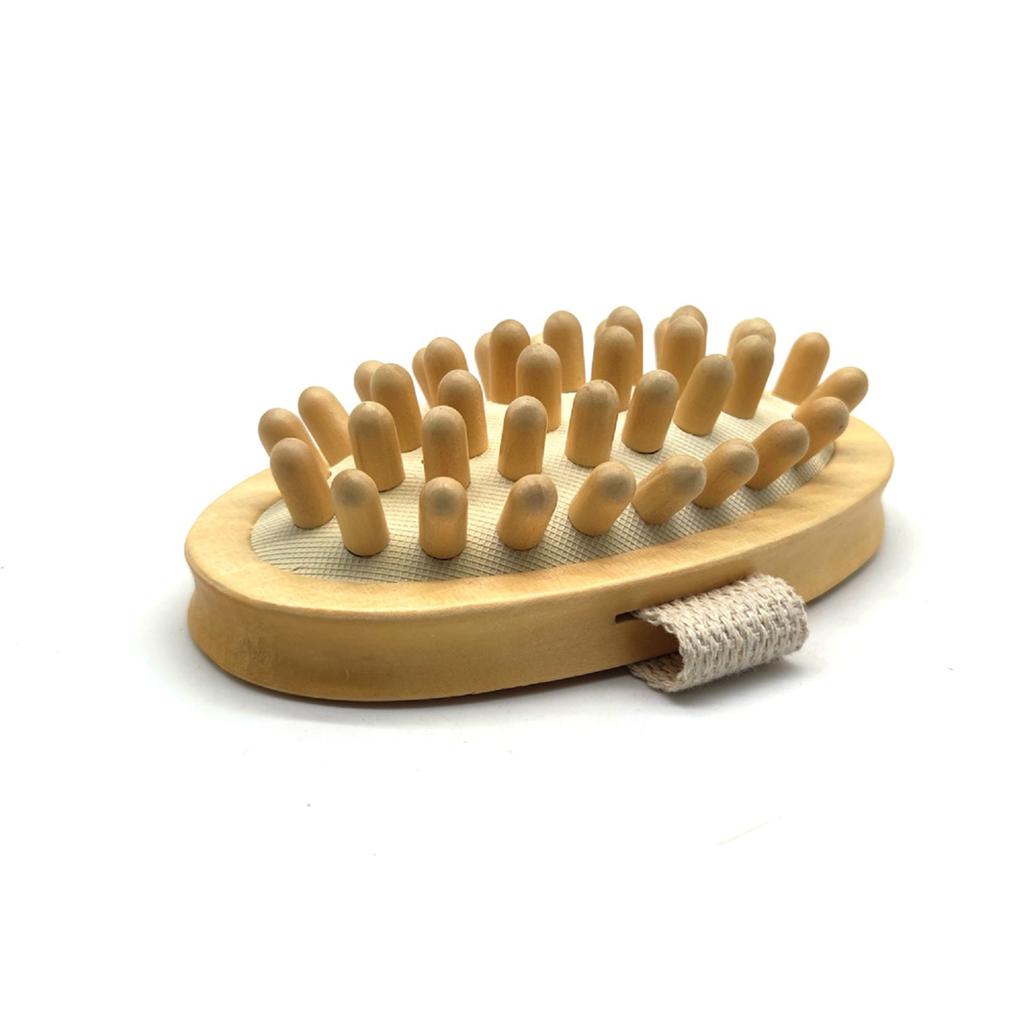 PURSONIC Pursonic Boar Bristle Bath Brush & Rubber Massager with Lotus Wooden Handle