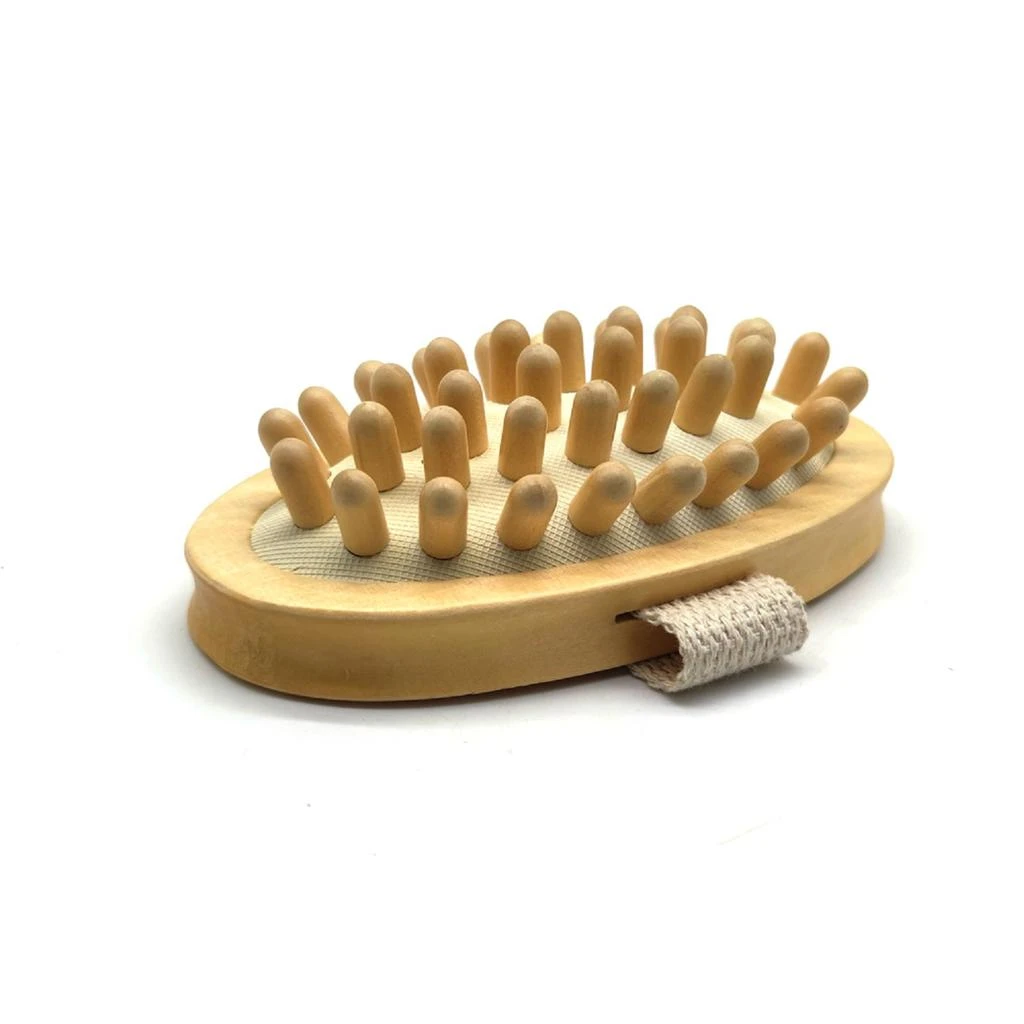 PURSONIC Pursonic Boar Bristle Bath Brush & Rubber Massager with Lotus Wooden Handle 2