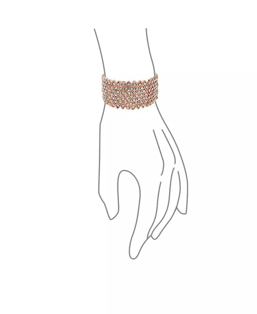 Bling Jewelry Wide Pink Rose Gold Plated White Crystal Encrusted Statement Stretch Bracelet 2