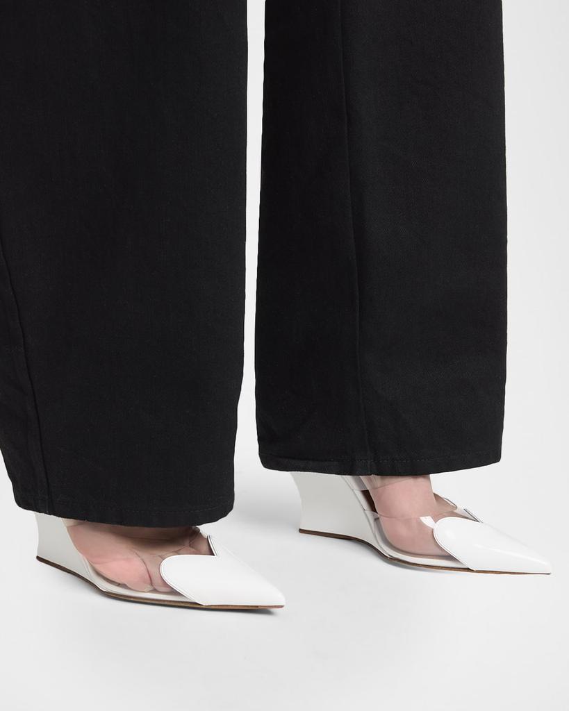 Alaia 90mm Coeur Heart Clear Wedge Mules