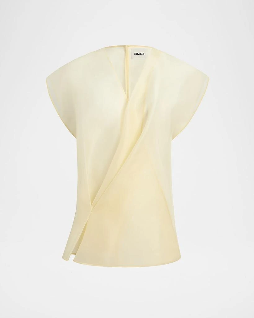 Khaite Mer Short-Sleeve Silk Organza Wrap Top