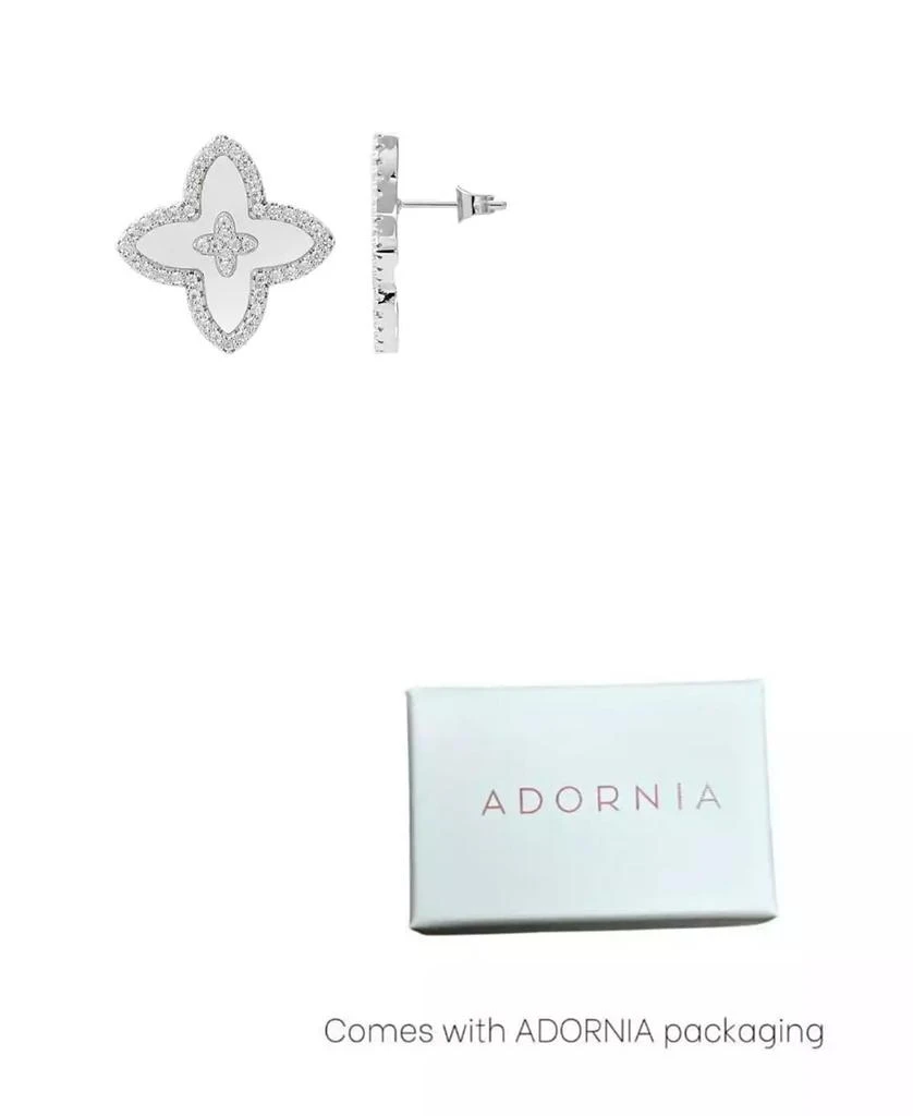 ADORNIA Silver CZ Mother of Pearl Statement Flower Stud Earrings 3