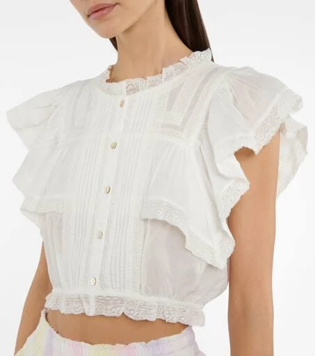 LOVESHACKFANCY Nora lace-trimmed cotton top 4