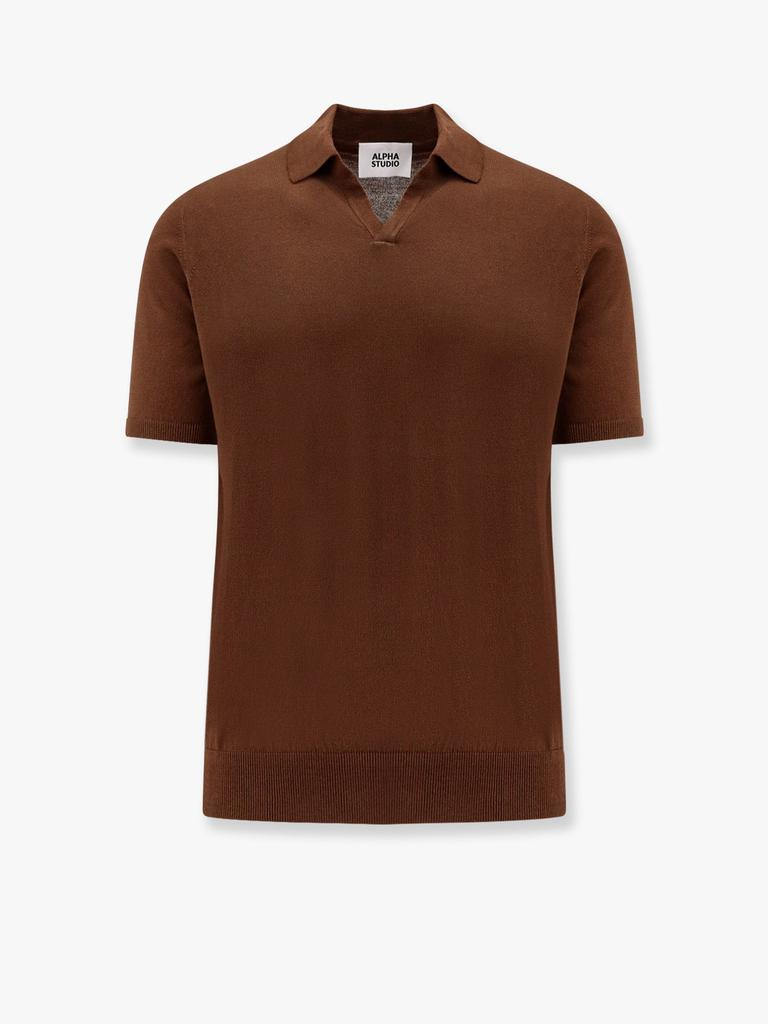 ALPHA STUDIO Cotton crepe polo shirt