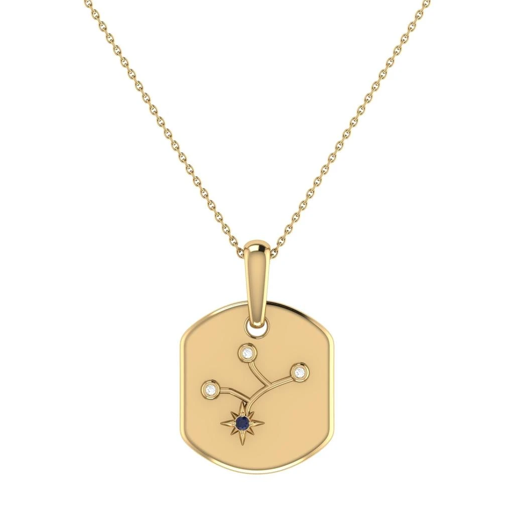 Monary Virgo Maiden Blue Sapphire & Diamond Constellation Tag Pendant Necklace in 14K Yellow Gold Vermeil on Sterling Silver 1