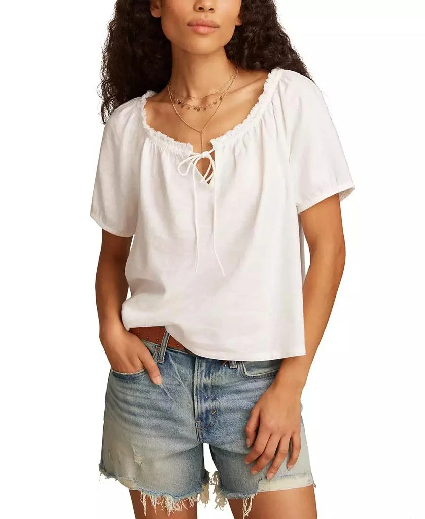 Lucky Brand Women's Short-Sleeve Peasant Top 1