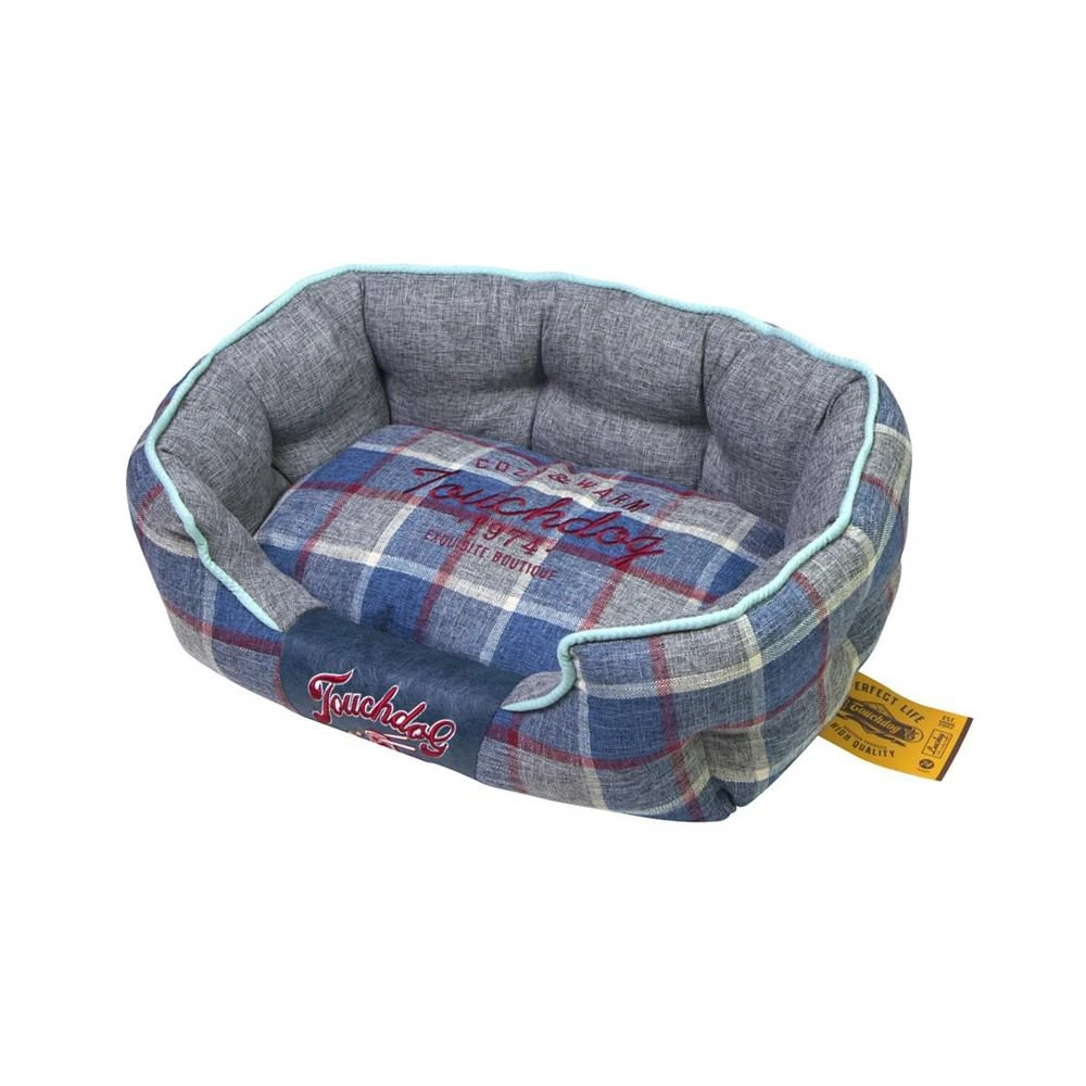 Touchdog 'Archi-Checked' Designer Plaid Oval Dog Bed Medium 7