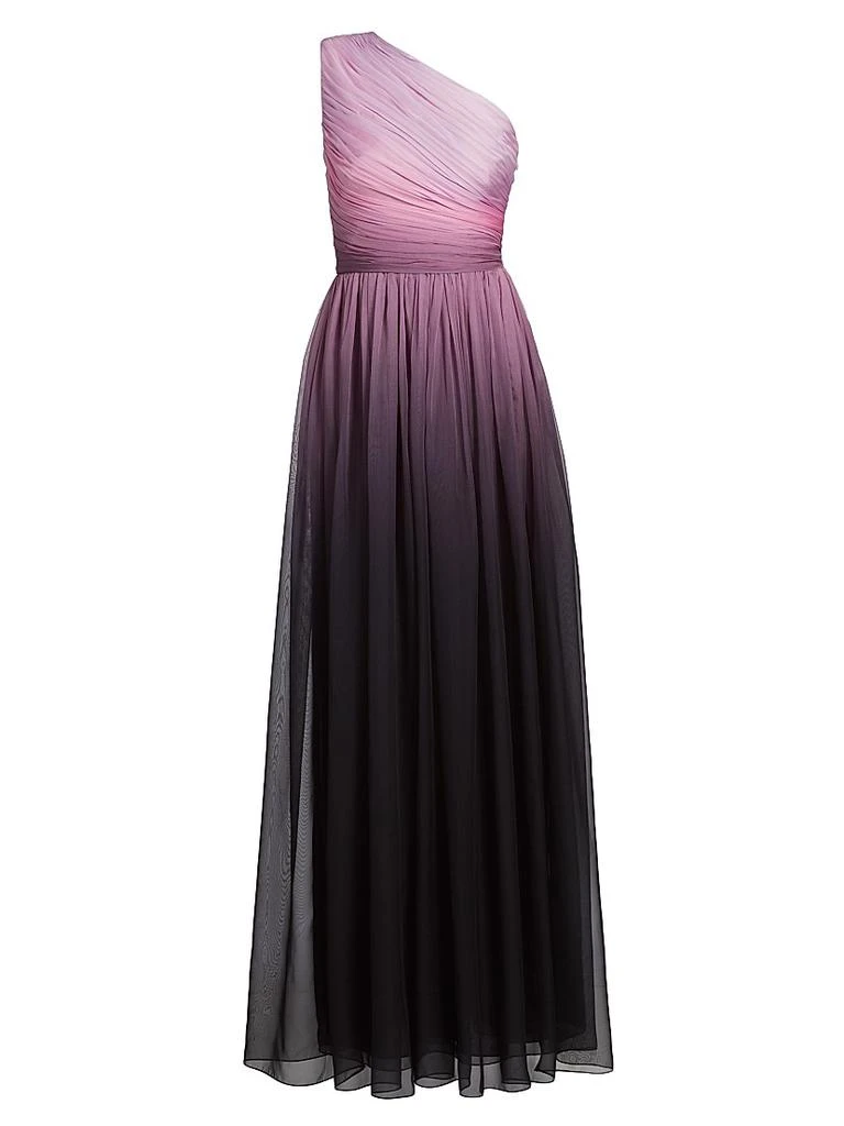 Pamella Roland One-Shoulder Ombré Chiffon Sleeveless Gown 1