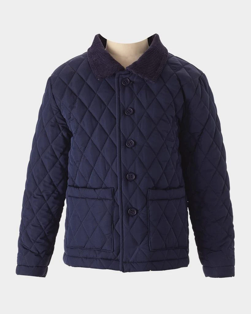 Rachel Riley Boy
s Quilted Jacket W/ Corduroy Collar, Size 2-10