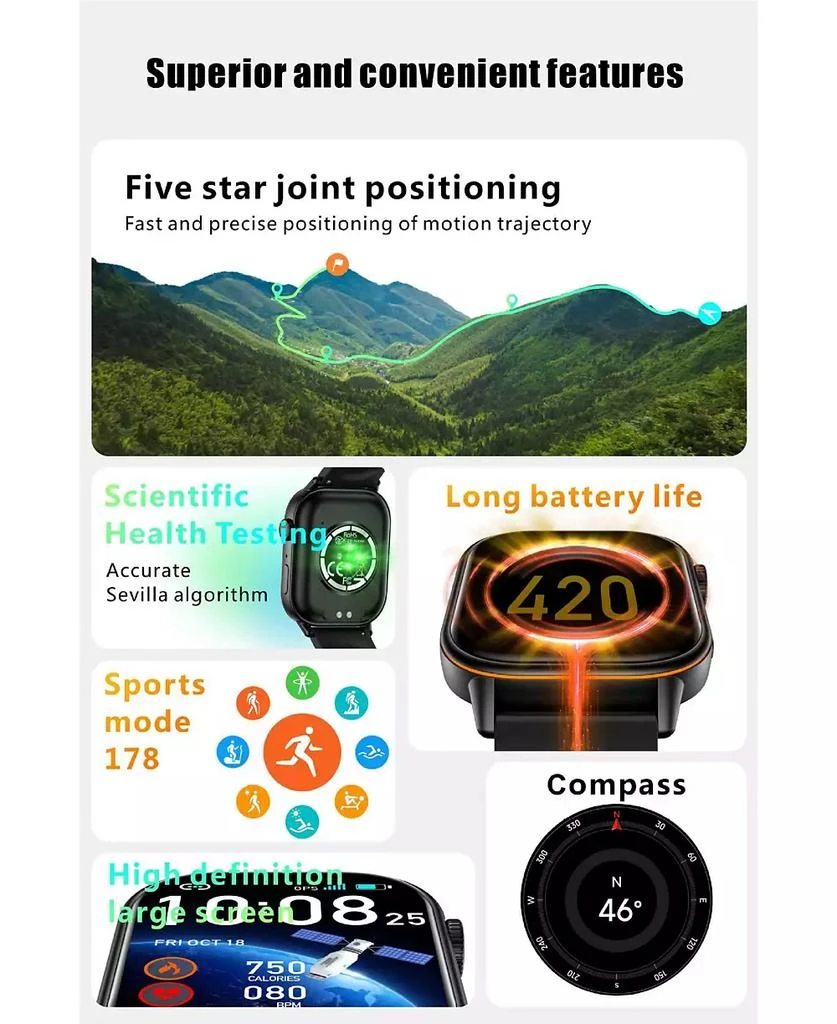 RUXING Smart Smart Watch Bluetooth Call GPS Multi System Positioning Sports Waterproof Health Monitor 4