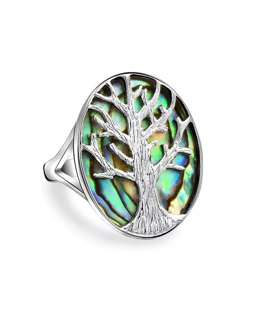 Bling Jewelry Oval Rainbow Abalone Family Wishing Statement Tree Of Life Ring .925 Sterling Silver