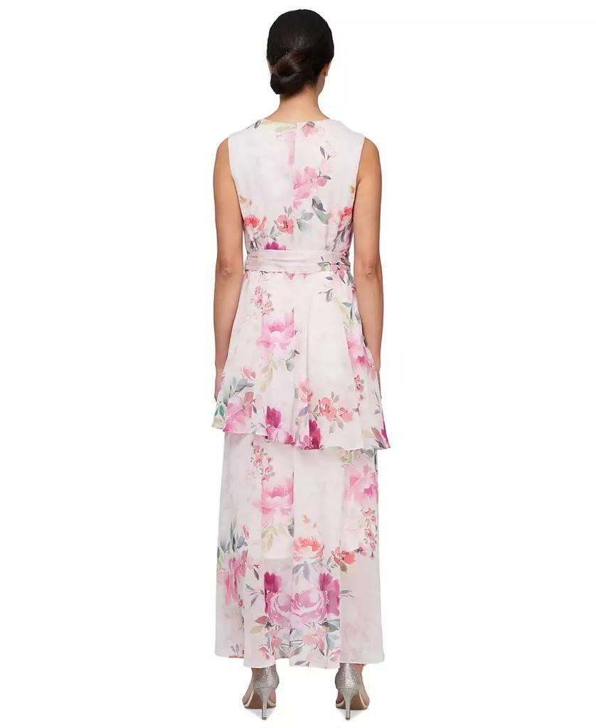 SL Fashions Women's Floral-Print Chiffon High-Low Dress
