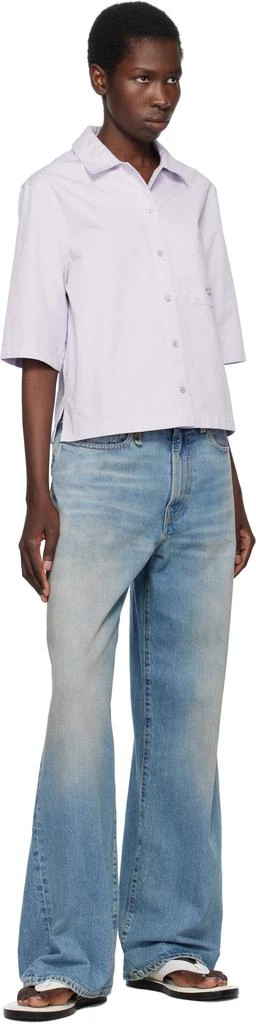 Maison Kitsune Purple Cropped Boxy Shirt 4