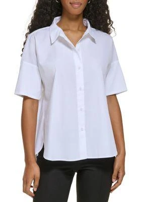 Calvin Klein Klein Womens Essential Short Sleeve Poplin Shirt 1