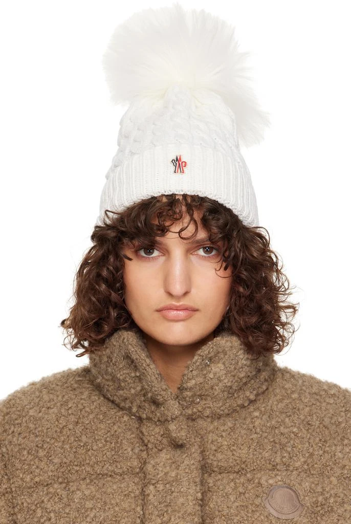 Moncler White Wool Pom Pom Beanie 1