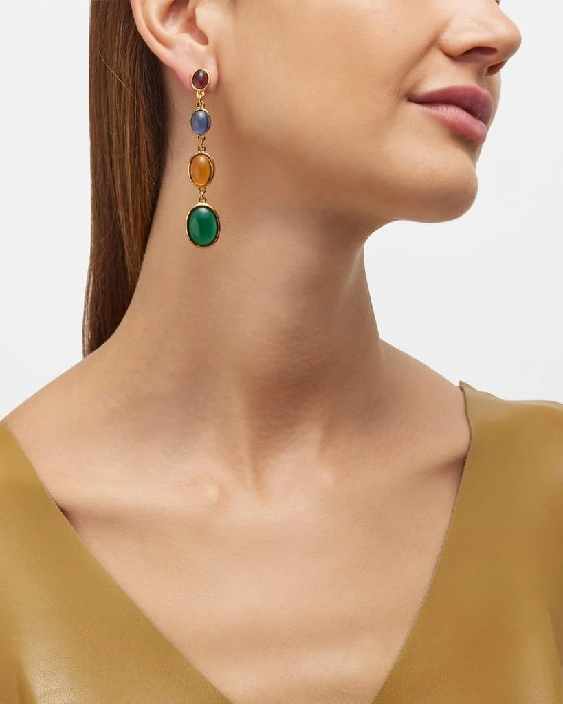 BEN-AMUN Gold Post Earrings with Multi-Stone Drops 2