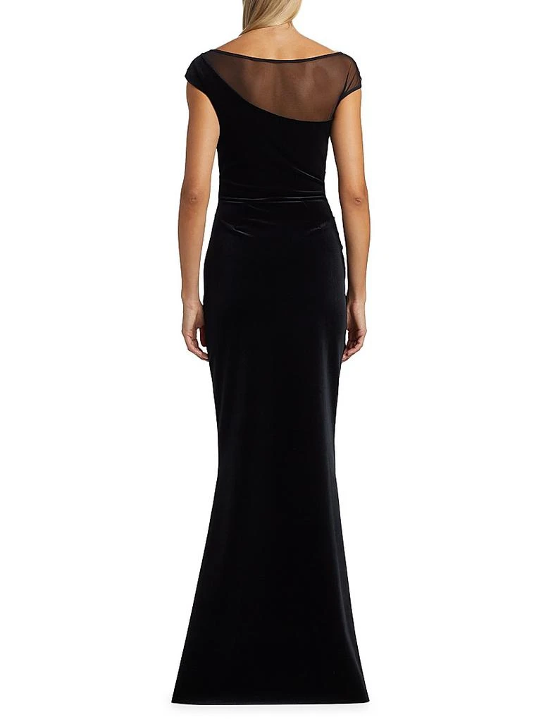 Chiara Boni Aroma Illusion Velvet Ruffled Sheath Gown 5