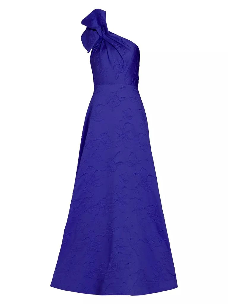 Monique Lhuillier Amira Jacquard One-Shoulder Gown 1