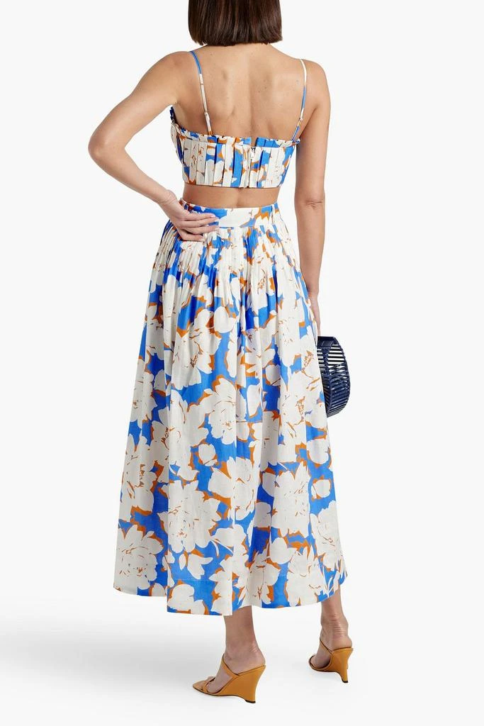 NICHOLAS Pleated floral-print linen bustier top 3