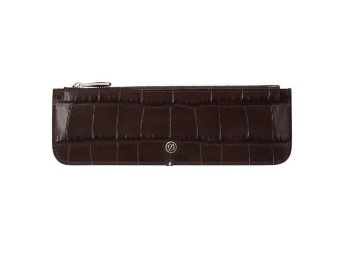 S.T. Dupont Indispensable - Etui à stylo zippé Croco Dandy Marron 1