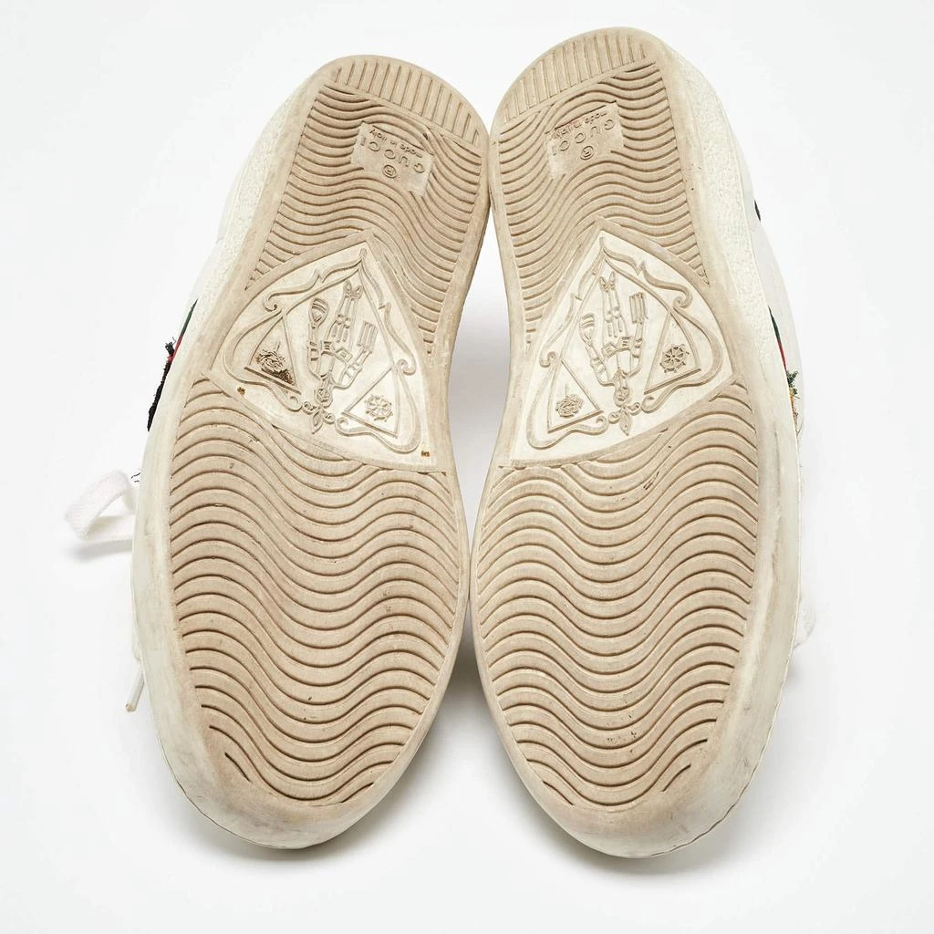 Gucci Gucci White/Red Leather and Snake Embossed Leather Ace Pineapple Sneakers Size 36 6