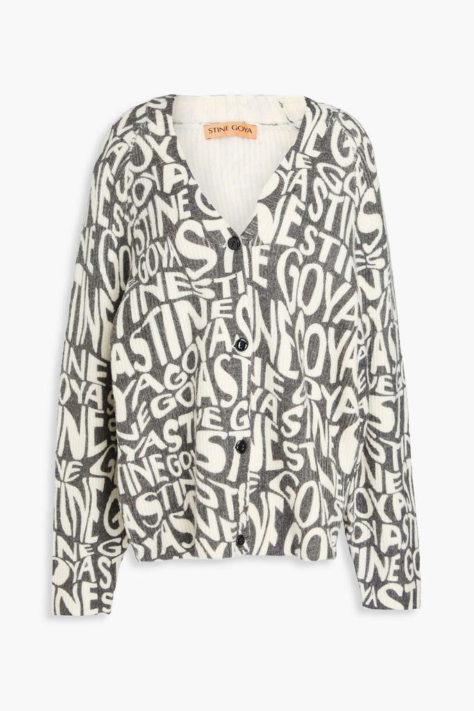 Stine Goya Printed ribbed-knit cardigan