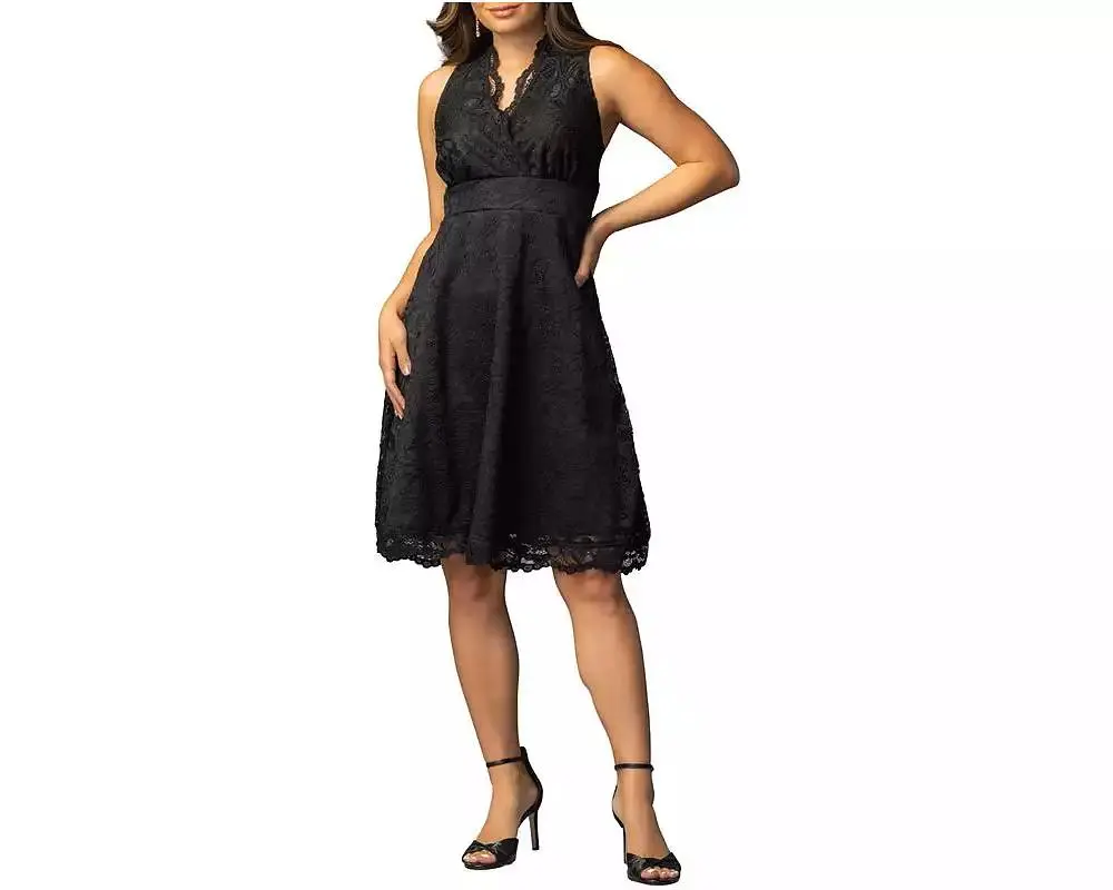 Kiyonna Women's Pin Up Boudoir Sleeveless Lace Cocktail Dress