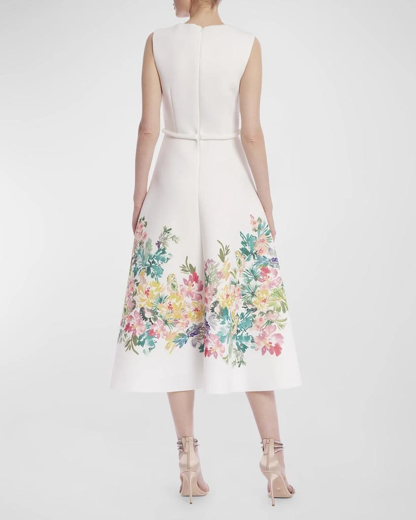 Badgley Mischka Square-Neck Floral-Print Midi Dress 3