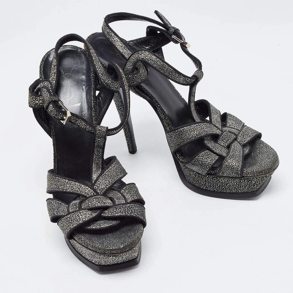 Saint Laurent Paris Saint Laurent Two Tone Glitter Suede Tribute Sandals Size 39 4