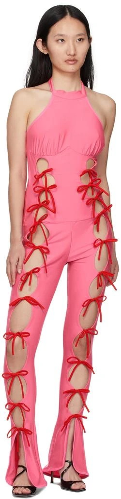 Sinead Gorey SSENSE Exclusive Pink Digital Print Neck Tie Catsuit 4