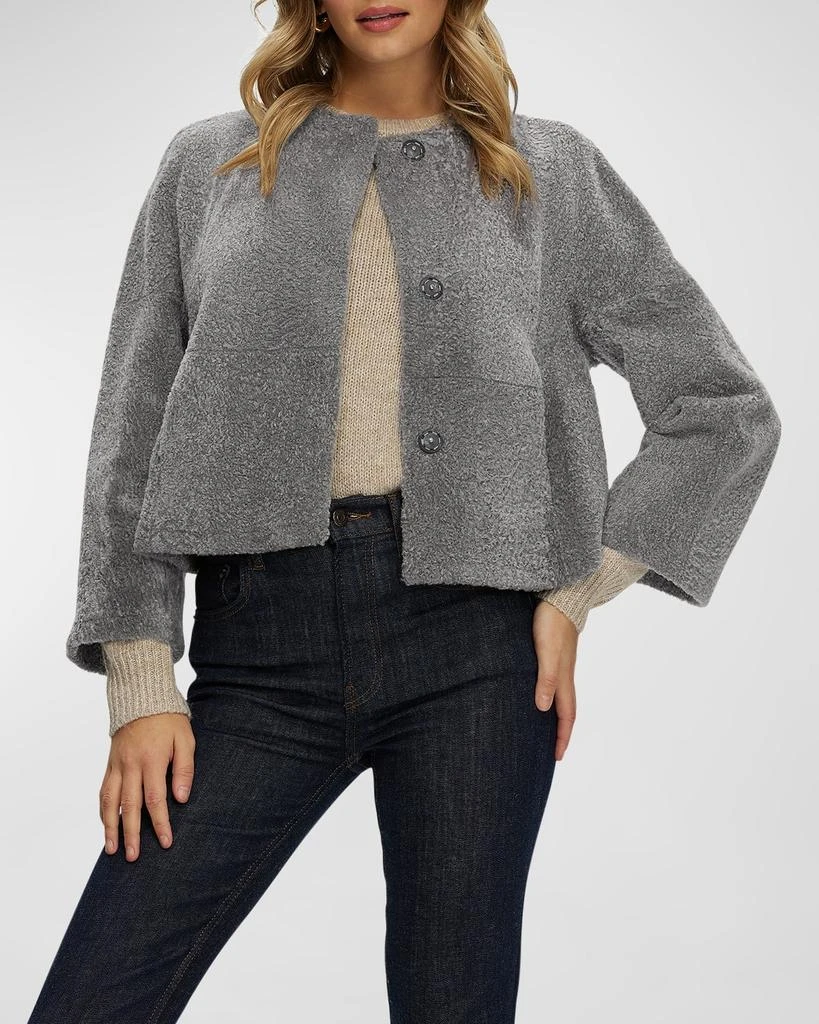 Gorski Reversible Collarless Shearling Lamb Jacket 7