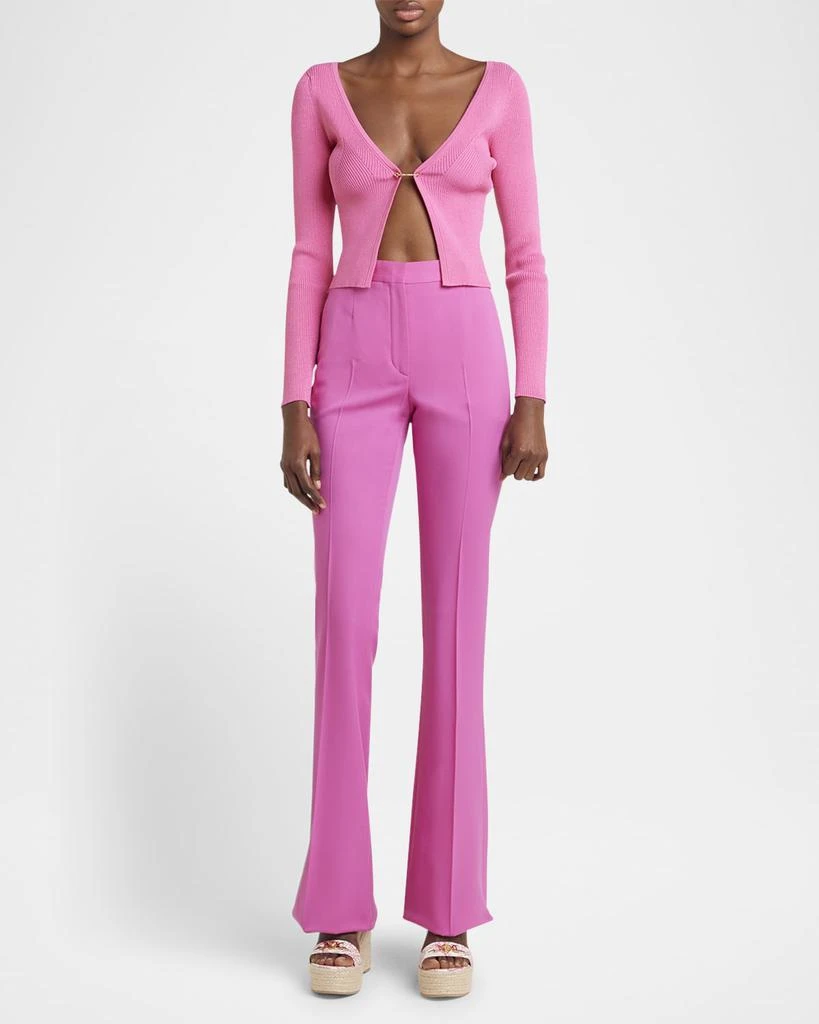 Versace Safety-Pin V-Neck Crop Rib Cardigan 2