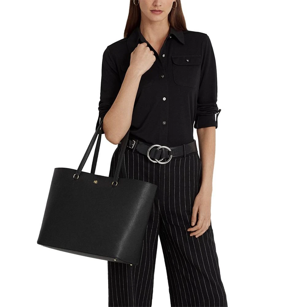 Ralph Lauren Karly Crosshatch Leather Large Tote 1