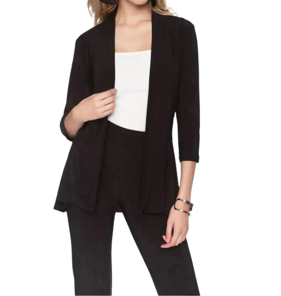 Frank Lyman Throwover Knit Three Quarter Sleeve Jacket In Black 1