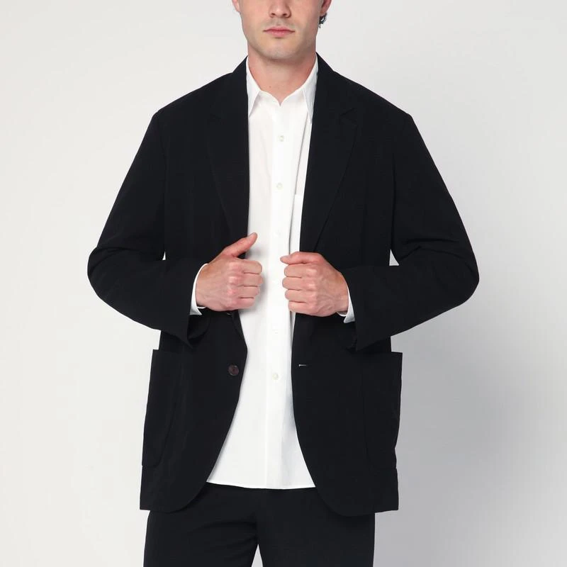 AURALEE Single-breasted black jacket in cotton and wool 1
