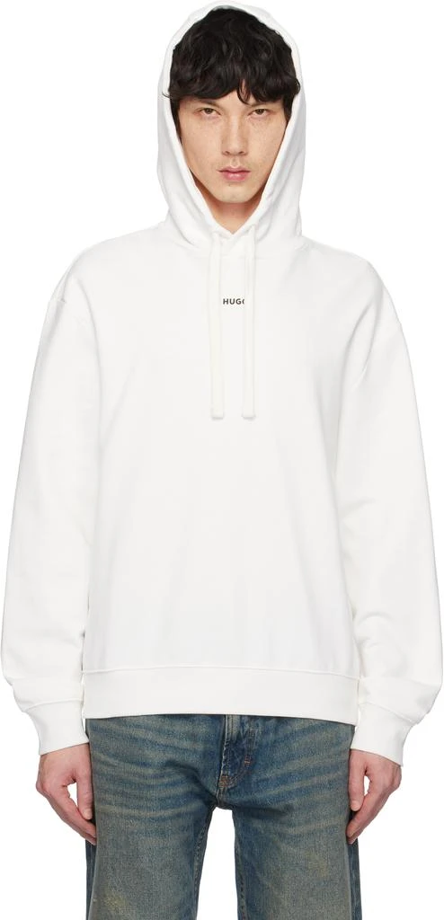 Hugo Boss White Cotton-Terry Relaxed-Fit Hoodie 1