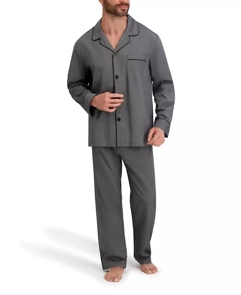 Hanes Men
s Woven Button Down Pajama Sleep Set