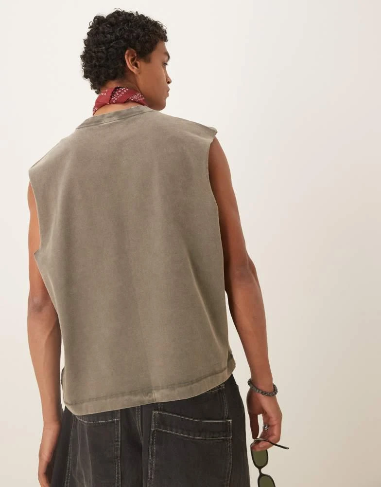 Abercrombie & Fitch Abercrombie & Fitch premium heavyweight cropped vest in washed green 4