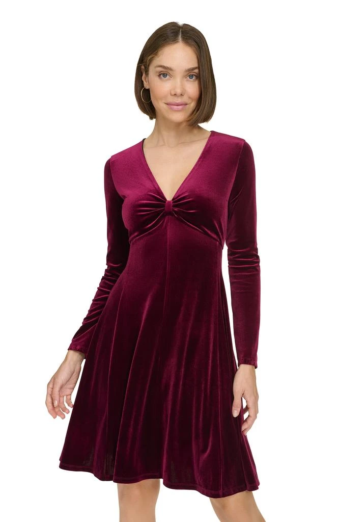 Tommy Hilfiger Long Sleeve Fit & Flare Velvet Dress 4