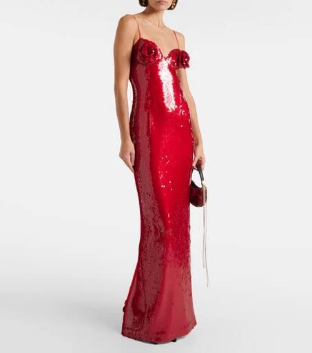 Magda Butrym Floral-appliqué sequined gown 2