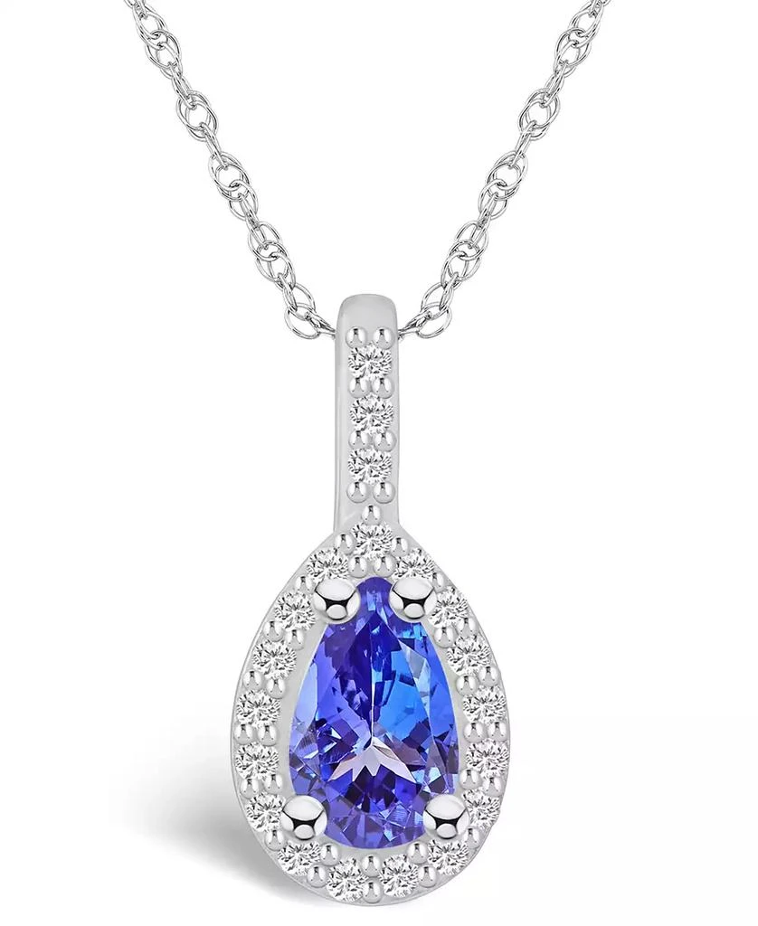 Macy's Tanzanite (7/8 Ct. t.w.) and Diamond (1/5 Ct. t.w.) Halo Pendant Necklace 1