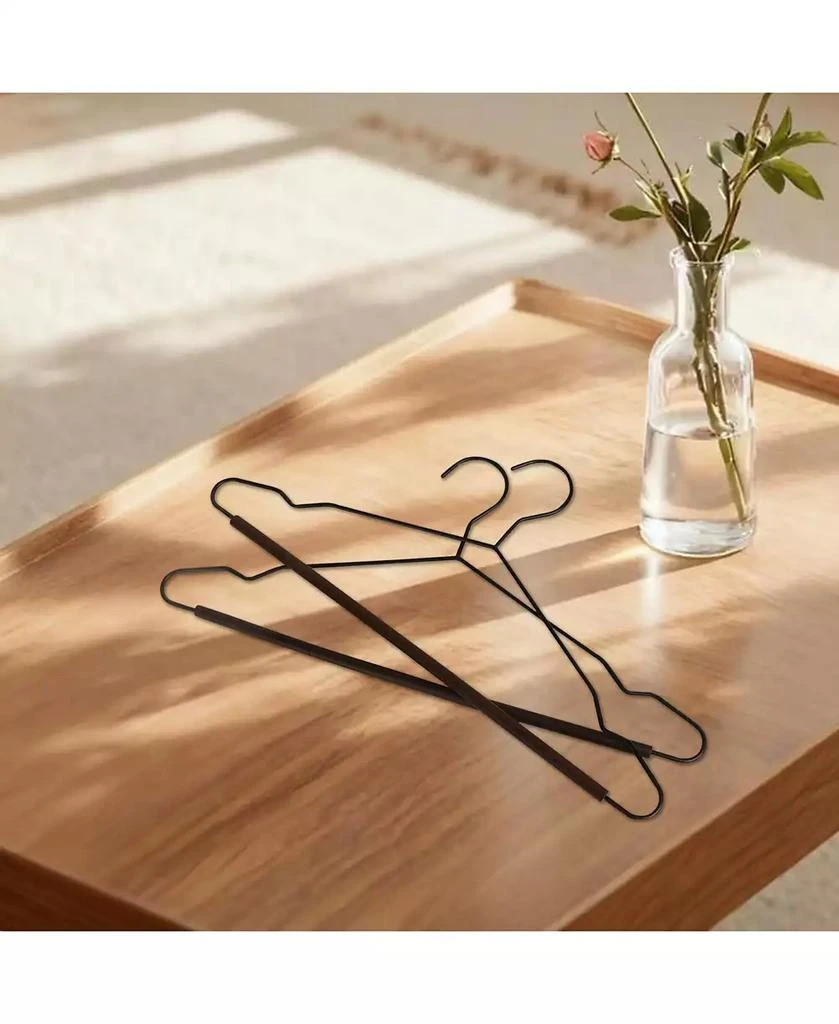 BP4U 36-Pack Heavy Duty Metal Coat Hangers with Wooden Pants Bar, Reinforced Wire Hangers with Beech Wood Trouser Bar for Suits 6