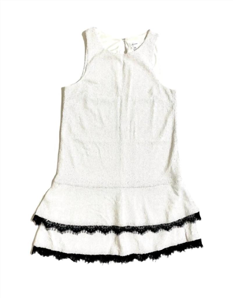 Jay Godfrey Jay Godfrey - Women's Sequin Flounce Lace Trim Hem Sleeveless Shift Dress